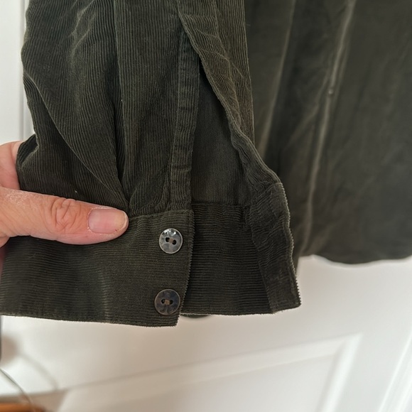 J. Jill Womens Green Corduroy Button Front Long Sleeve Shirt Jacket Size Large - Picture 3 of 8